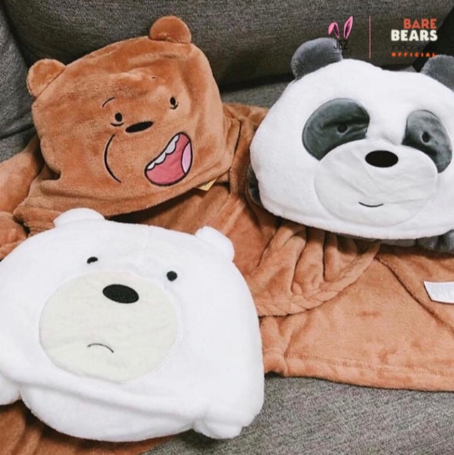 We bare bears boneka panda beruang teddy bear grizzly ice bear bantal leher mainan anak bayi pillow