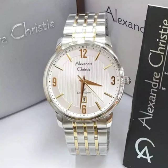 Jam Tangan Alexandre Christie 8327 Pria Silver Combi Original