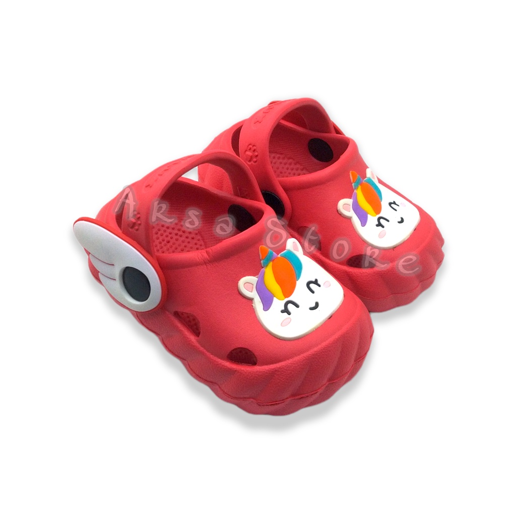 Sandal Baim Anak Bayi Perempuan Umur 1 2 3 4 Tahun / Sendal Tali Belakang Lucu Anak Cewek Motif Kuda Poni Unicorn