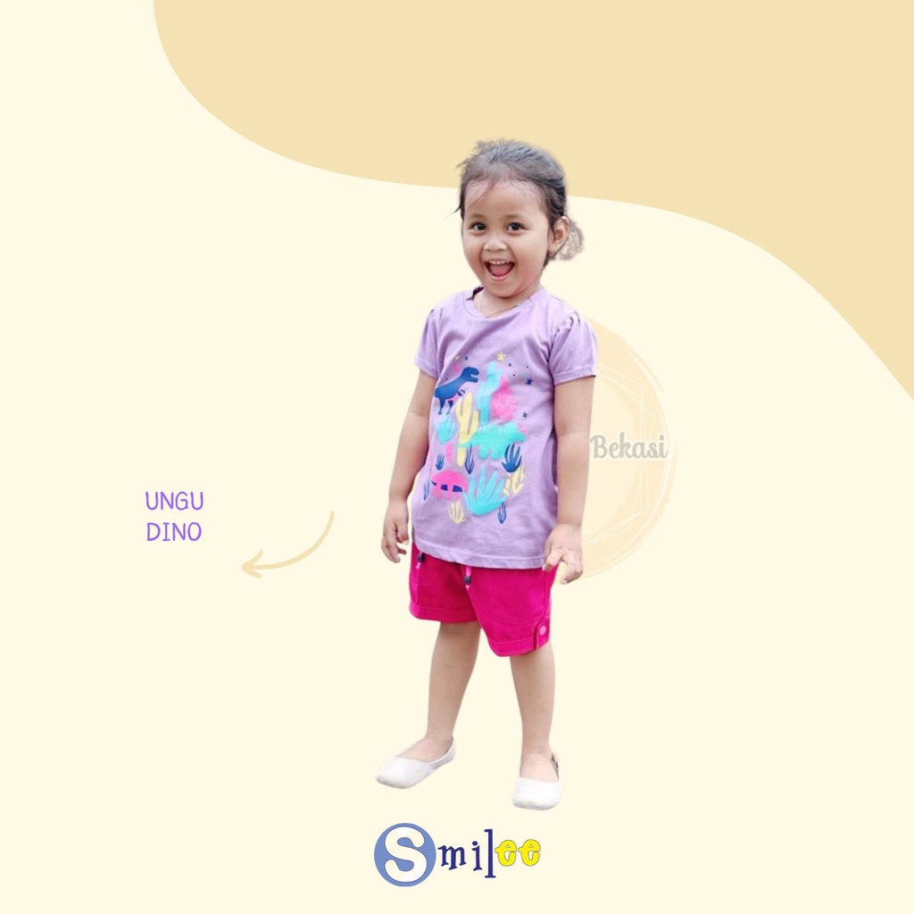 Setelan Anak Cewe Ungu Dino Size 1,2,3thn Murah