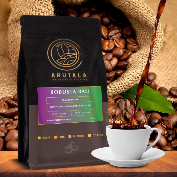 

Kopi-Biji- Arutala Kopi Bali Robusta 500 Gram - Giling Halus -Biji-Kopi 750 Minuman-Makanan-Minuman