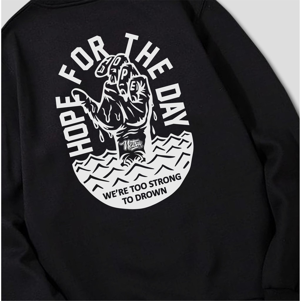 Crewneck Sweatshirt vintage  natsu co. - Hope For The Day Black NATSU x PANDAWA HOODIE