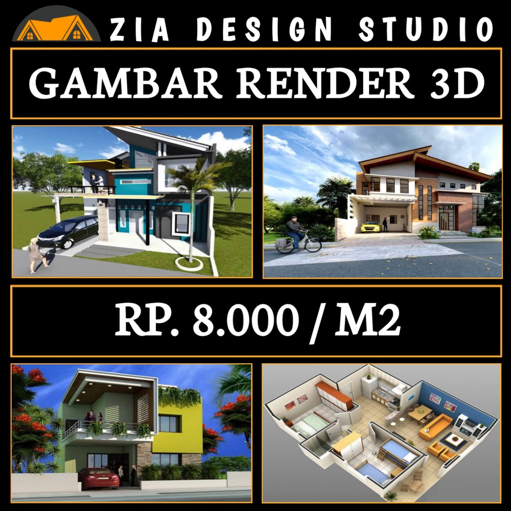 Jual Jasa Desain Gambar 3D Interior Exterior Fasad Rumah Jasa Render 3D Indonesia Shopee Indonesia