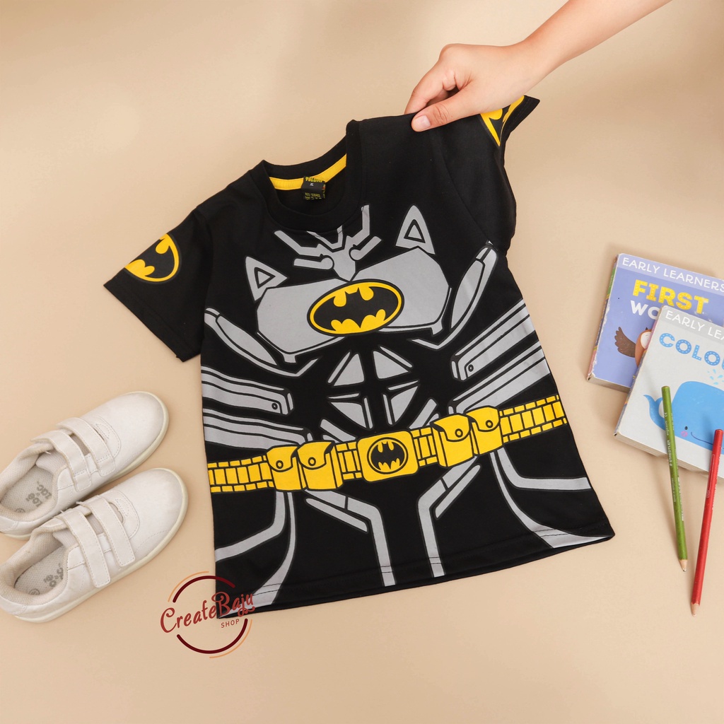 KAOS ANAK LAKI BATMAN HITAM 1-7 TAHUN BAJU ATASAN ANAK LAKI FASHION TERMURAH BAHAN KATUN