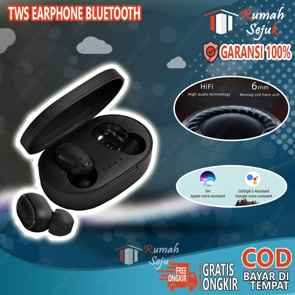 RS - TWS Earphone Bluetooth 5.0 + Charging Dock Earbud Wireless Suara Jernih HD Stereo RS-17384