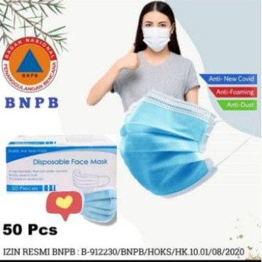 Masker 3ply 50pcs Disposable Masker Anti Virus