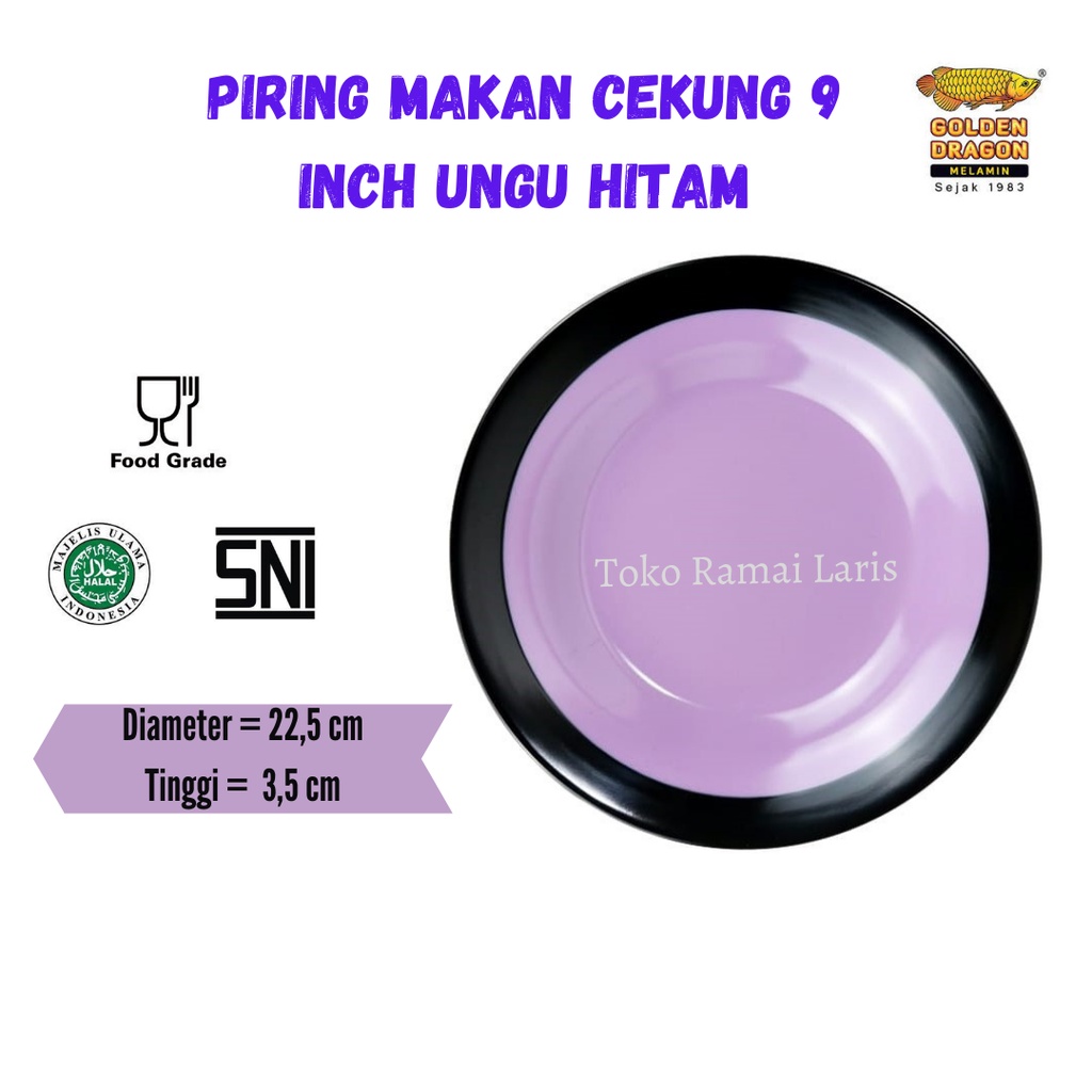 Jual Piring Hotel Cantik P A Piring Melamin Makan Cekung Inch Ungu Hitam Golden Dragon