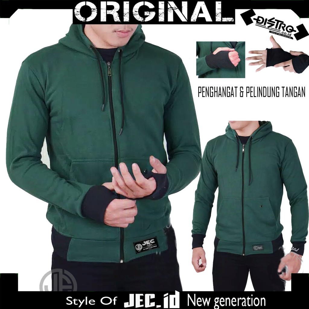 JEC Sweater Zipper Polos Hijau Botol ROUNDHAND Full Premium Distro | Jaket | Switer | Jacket | Hodie