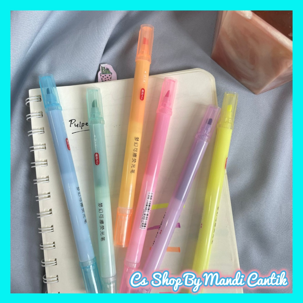 

stabilo dua sisi isi 6pcs bisa di hapus stabilo lucu warna neon cod