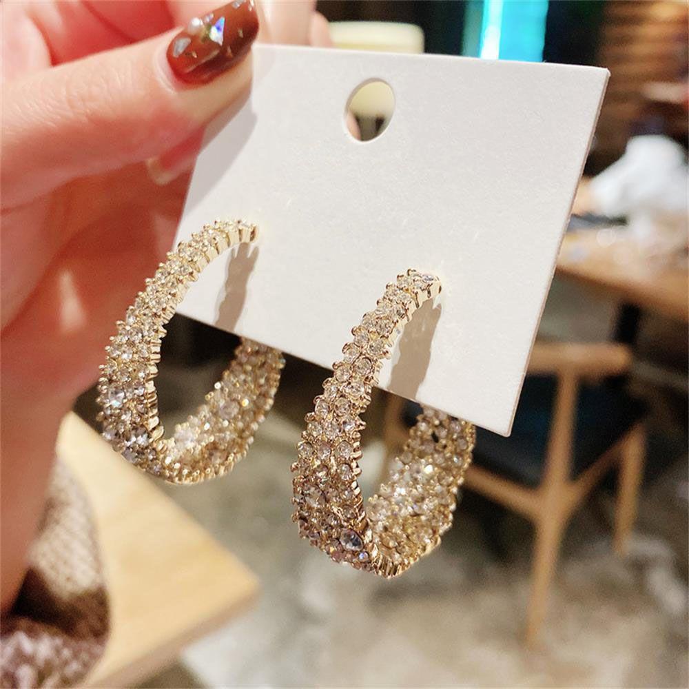 Top Full Kristal Hoop Earrings Desain Baru Aksesoris Fashion Hadiah Hari Valentine Hoop Menjuntai Stud