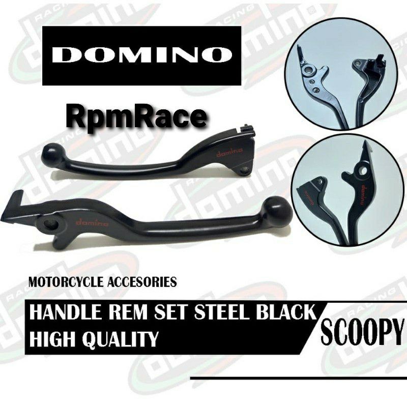 handle handel rem domino md standar set kiri kanan honda scoopy carbu scoopy fi ring 14 Stell black