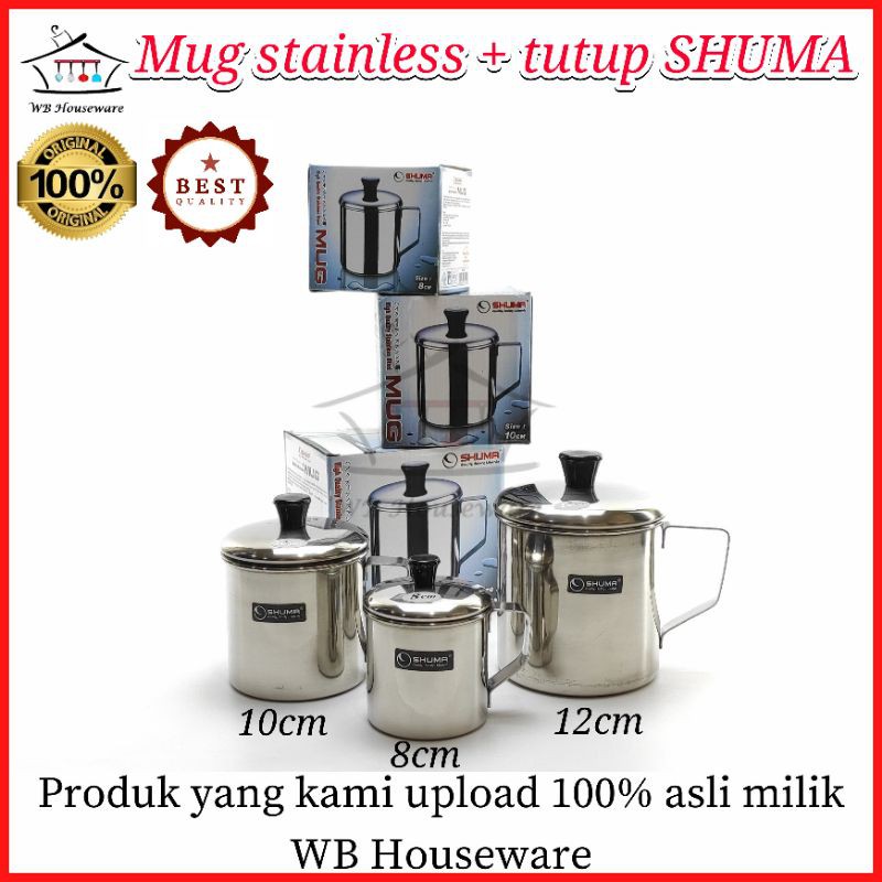 Mug Stainless gagang berkualitas / gelas cangkir SHUMA