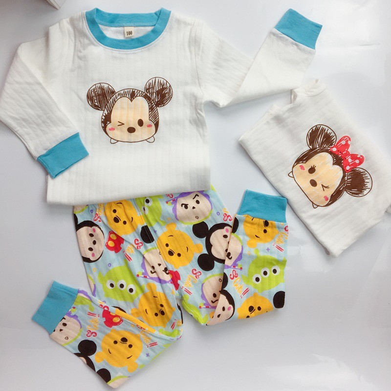 Baju Tidur Anak Lengan Panjang Kaos Tsum Tsum Minnie Mickey