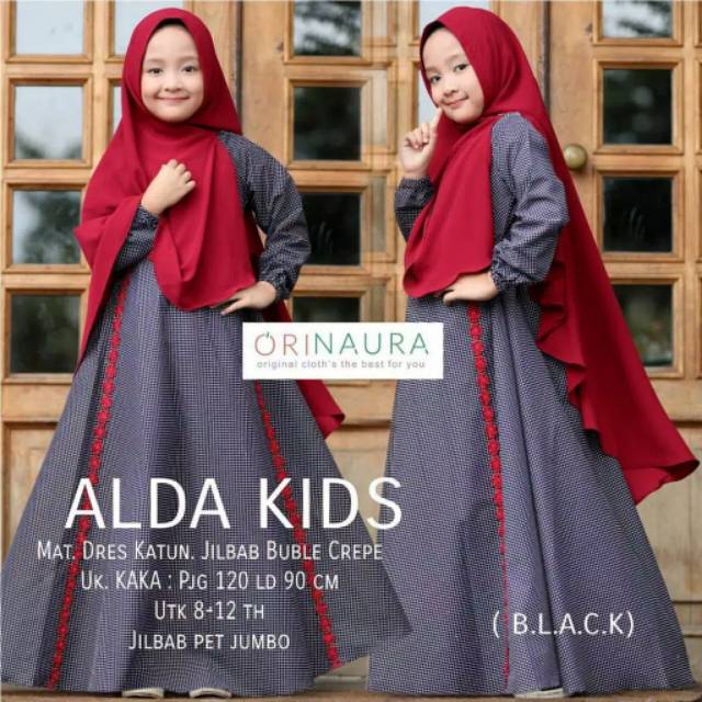 Alda kids polka gamis anaka pakaian anak fashion muslim anak