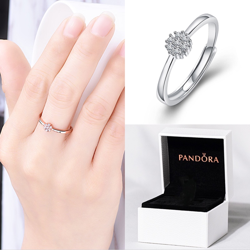 Pandora Cincin Sterling Silver 925 Dengan Cubic Zirconia Untuk Wanita