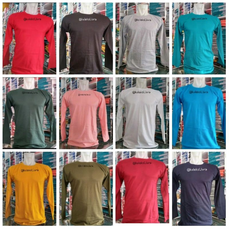 Kaos Oblong Katun Lengan Panjang/Kaos Polos/Kaos Distro Pria Wanita/Kaos Polo Nevada Murah Jumbo