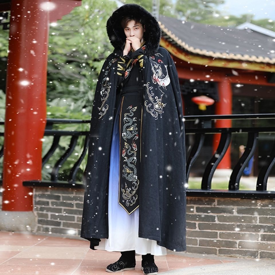 Chinese Han Chinese clothing for men cloak ancient style velvet cloak men's fairy original ancient c