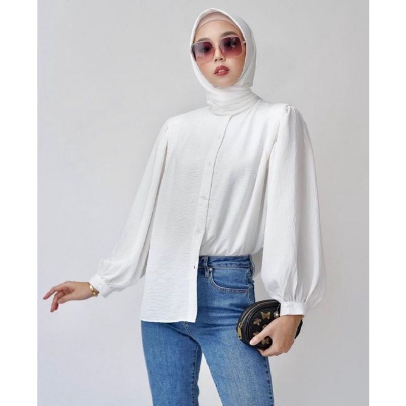 GIOGIO BLOUSE / BLOUSE RAYON CRINCLE / BLOUSE BALON / BLOUSE WANITA / BLOUSE LENGAN BALON-2