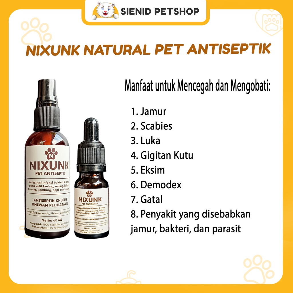 NIXUNK 60ml kucing obat kucing obt jamur kucing obat scabies kucing salep jamur kucing obat luka kuc