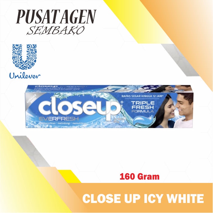 CLOSEUP PASTA GIGI ICY WHITE 160 G CLOSE UP PUTIH BIRU 160G 160GR GR ODOL 160GRAM GRAM DINGIN FRESH