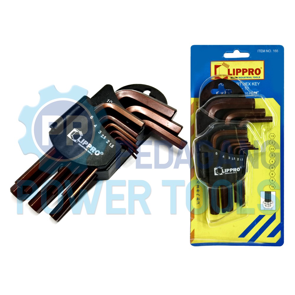 LIPPRO KUNCI L SET PENDEK 9 PCS SHORT HEX KEY 1.5 MM - 10 MM 166