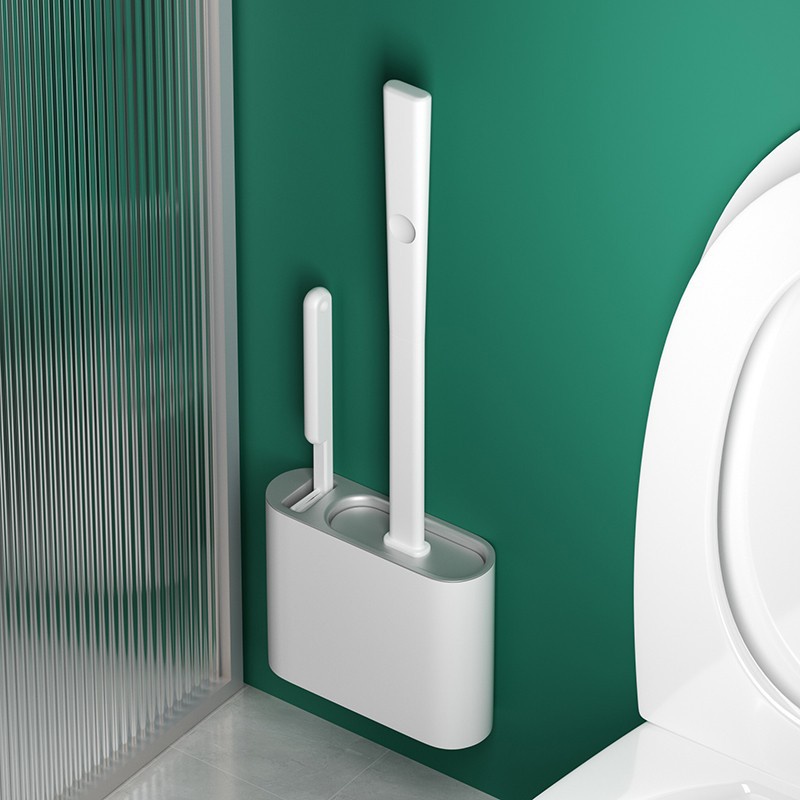 Set Sikat Pembersih Toilet Bahan Silikon Dengan Holder Untuk Lantai Kamar Mandi