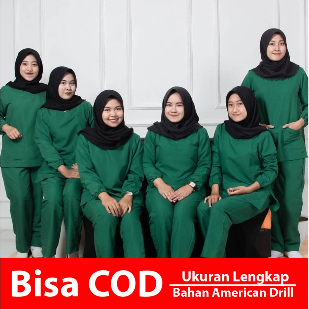 Jual Baju OK / Baju Seragam Perawat - Lengan Panjang Warna Hijau
