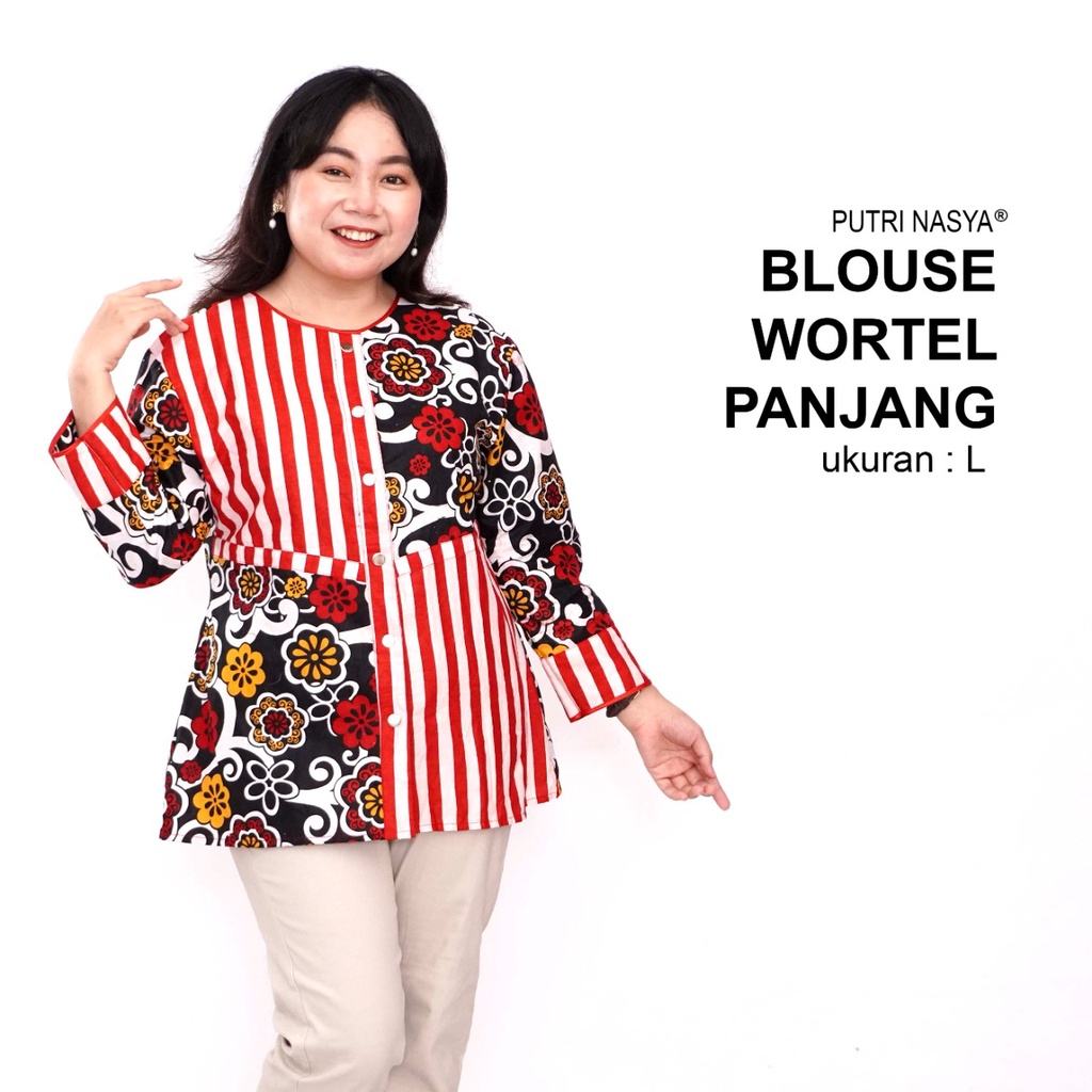 Atasan Batik Blouse Big Size Wanita Lengkap S-M-L-XL-2L-3L-4L-5L-6L-7L Model Blus Jumbo Seragam Batik / Atasan Batik Big Size Formal / Pakaian Batik Kantor Kerja LD 140 Kekinian