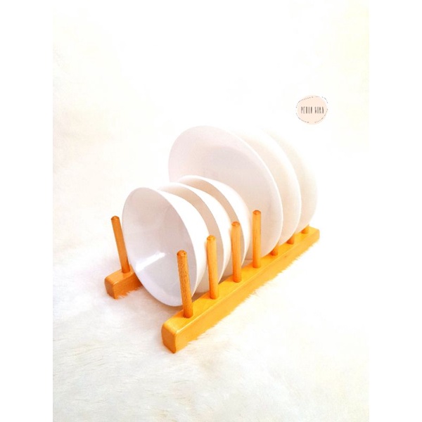 Rak Piring Kayu / Rak Gelas Bahan Kayu / Wood Plate Rack