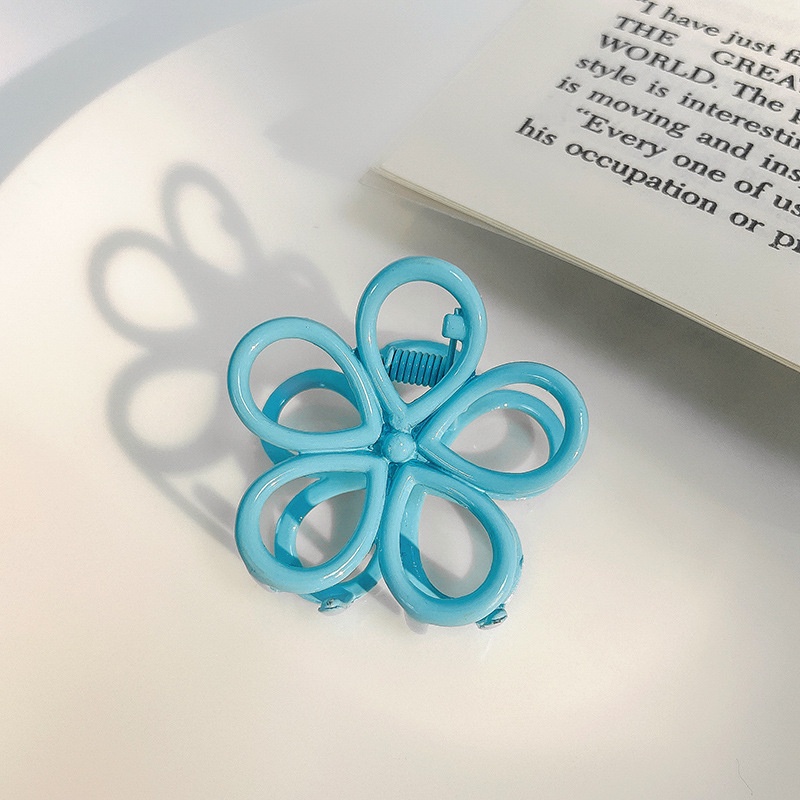 Korean Sweet Style Summer Spring Candy Color Fashion Flower Shape Alloy Hair Clip for Women Photo Prop