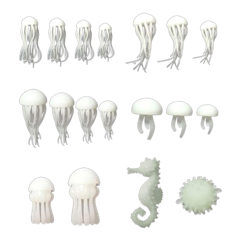 SIY  18 Pcs Mini Jellyfish Resin Filler Epoxy Resin Mold Filler Seahorse Pufferfish Filling Model DIY Crafts Jewelry Making Supplies