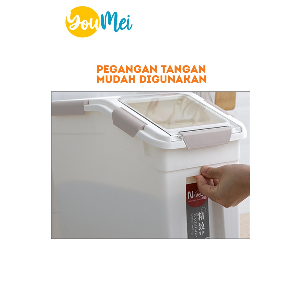 Rice Dispenser - Tempat Penimpanan Wadah Beras 20 / 30 Liter Gratis Gelas Serokan Minimalis Aesthetic - 1243