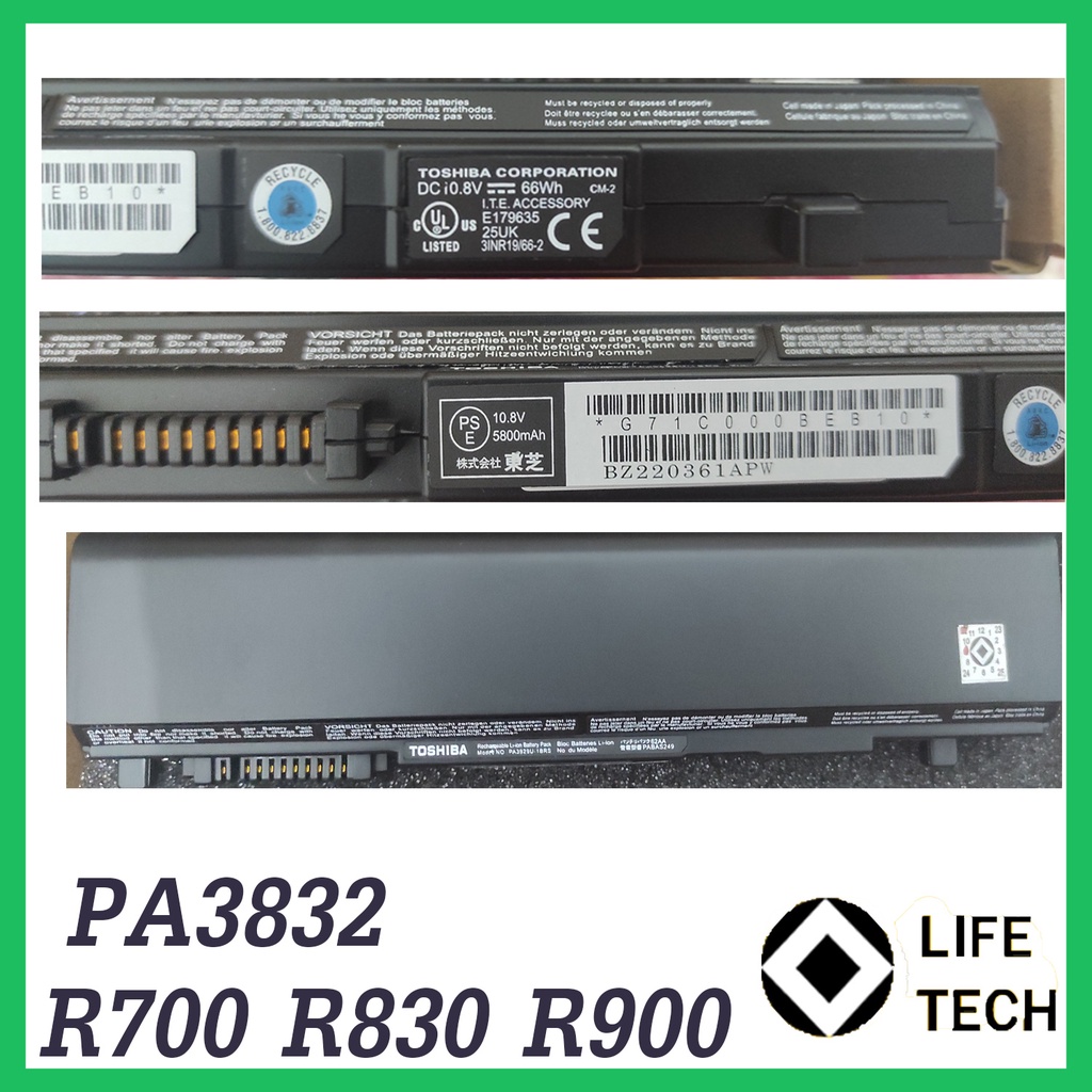 Baterai Toshiba Portege PA3832 PA3831U-1BRS PA3929U-1BRS PA5043U-1BRS PABAS251 R700 R830 R930 R935 Series