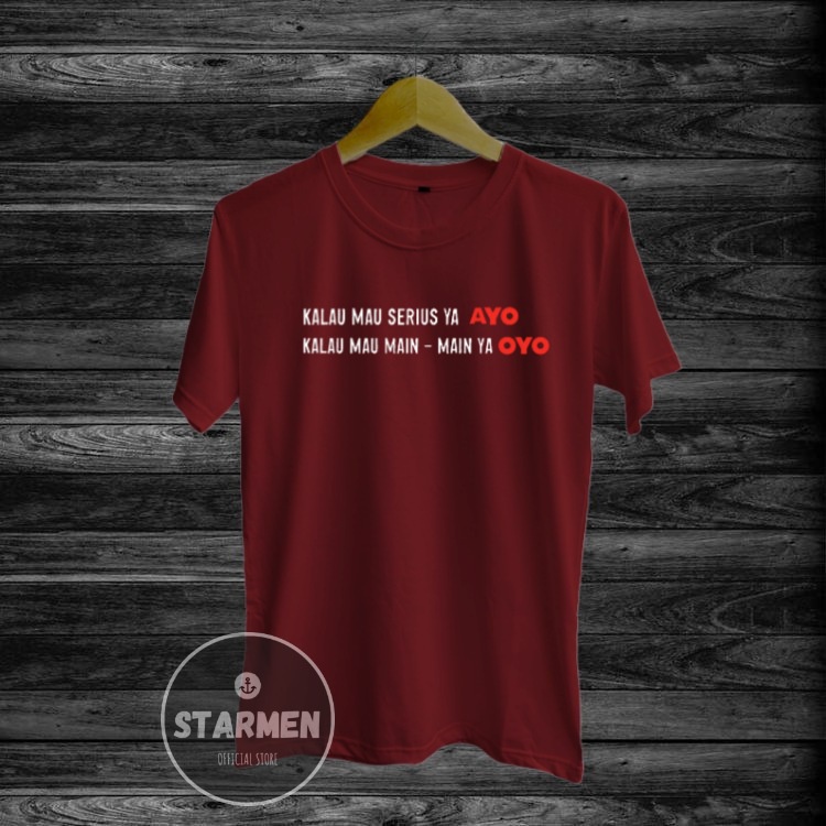 Kaos Distro Pria T-Shirt Motif Kata Kata AYO OYO