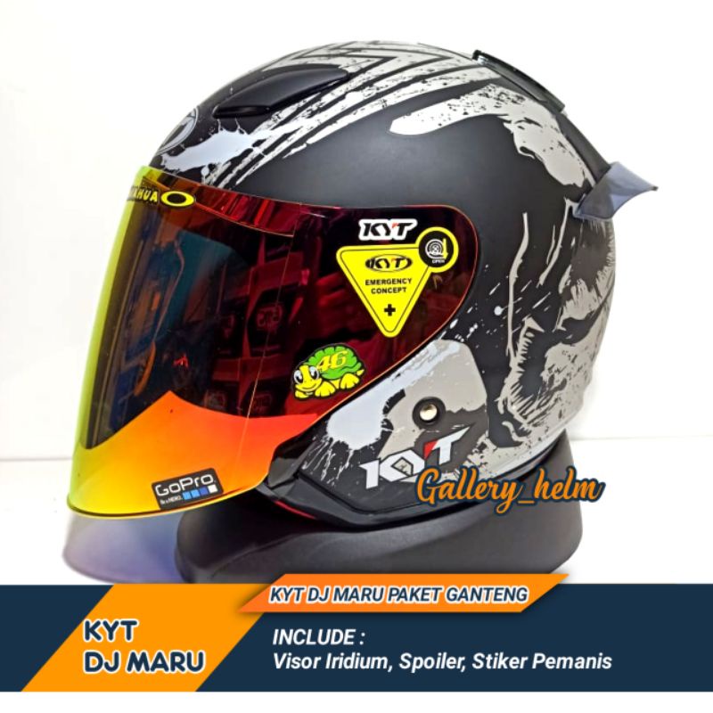 HELM KYT DJ MARU VENOM DOFF | PAKET GANTENG HELM KYT | INCLUDE VISOR IRIDIUM, SPOILER, STIKER PEMANI