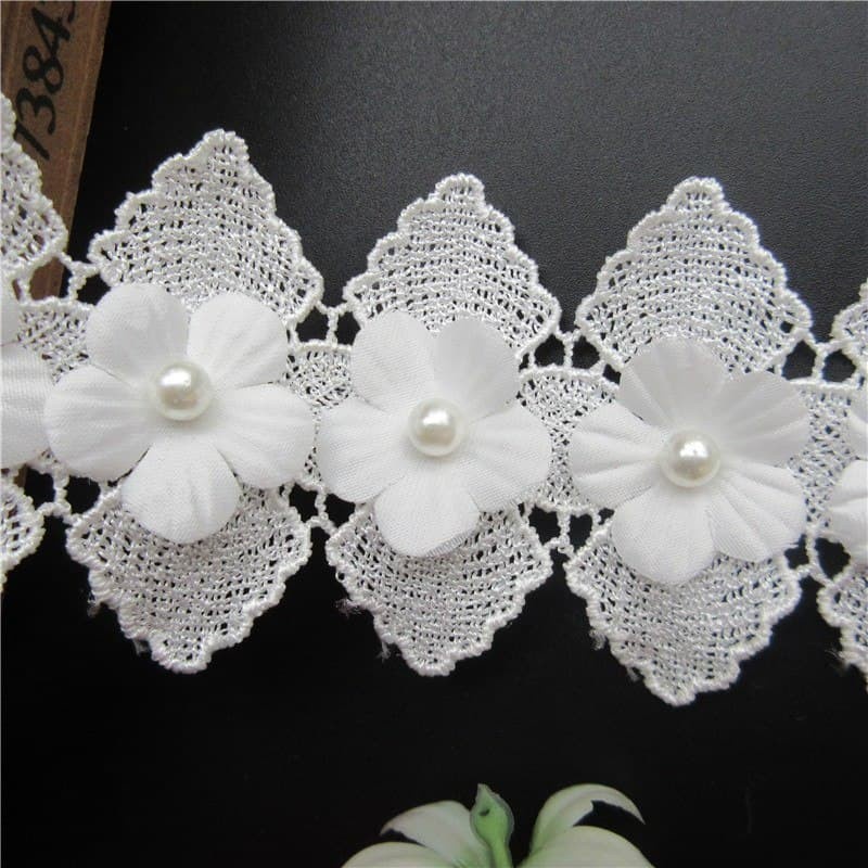 Lace Patch - White Flower Beading #19 (5pcs)