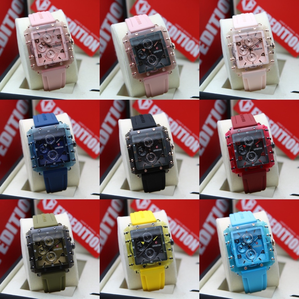 JAM TANGAN WANITA EXPEDITION E 6808 E6808 RED BLACK ORIGINAL BERGARANSI RESMI