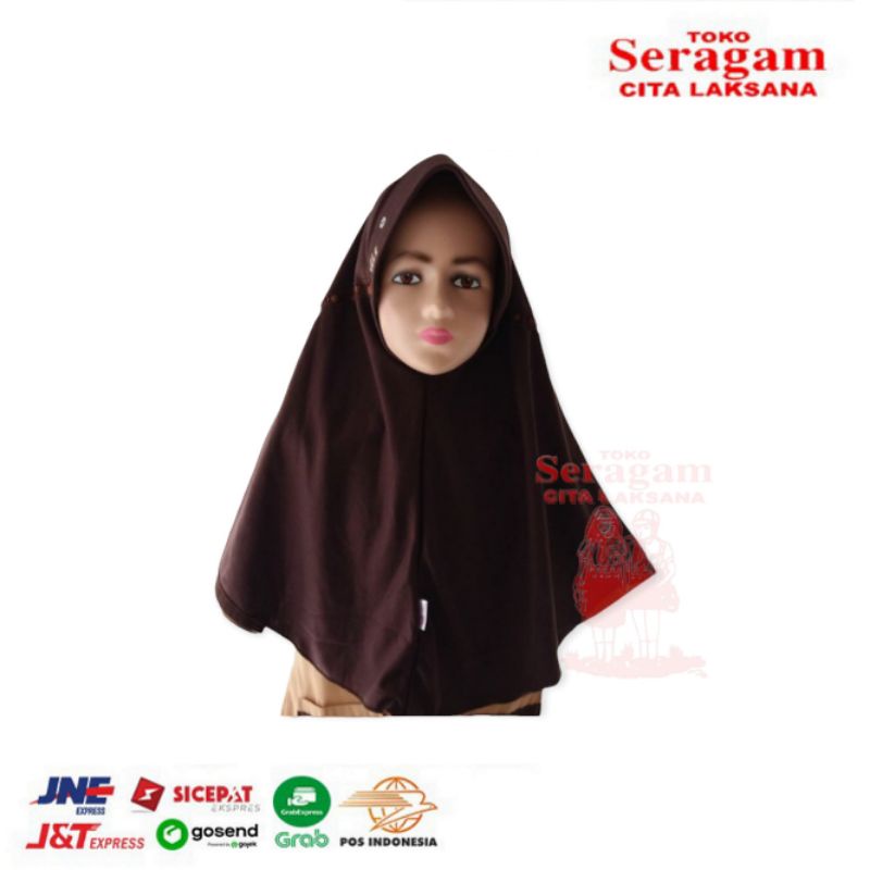 Kerudung Sekolah Coklat Pramuka Instan