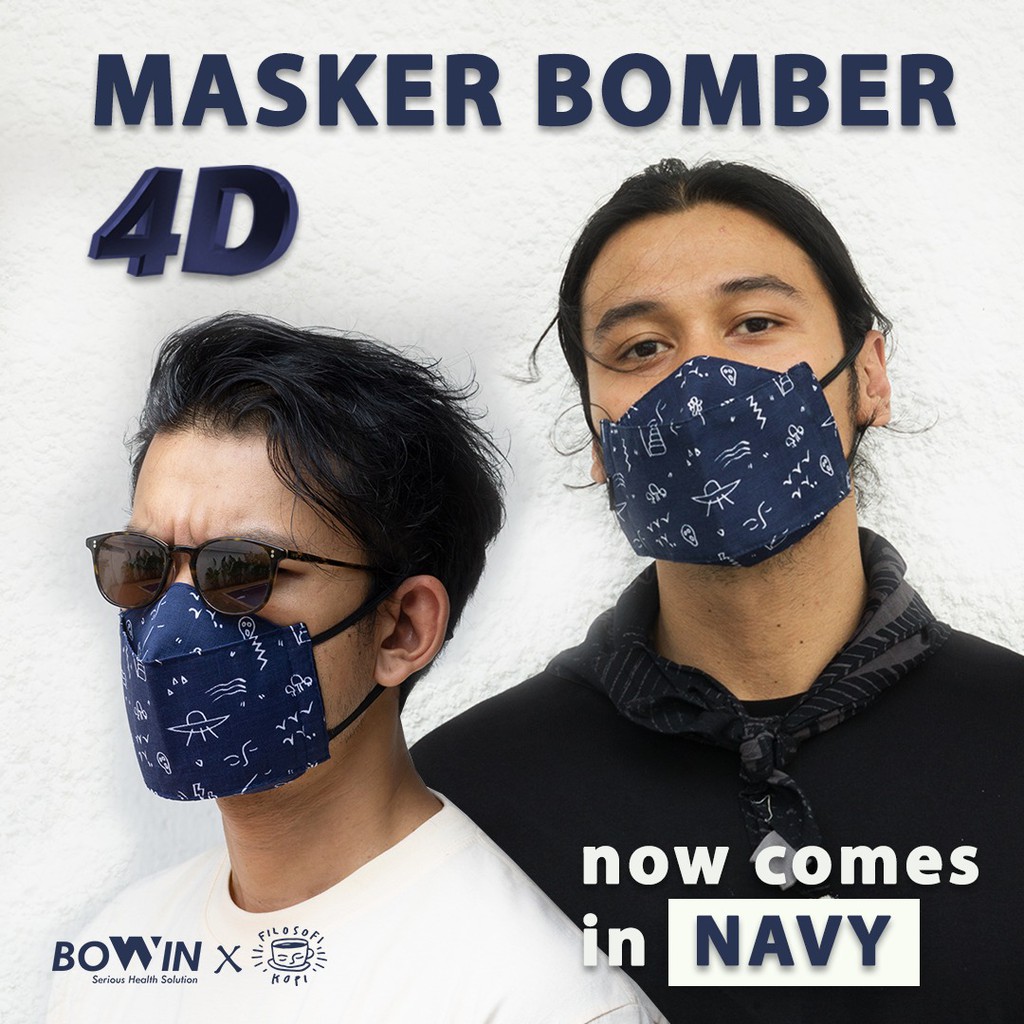 [Bowin X Rio Dewanto] Masker Bomber (Masker Kain 4ply / Masker Motor)