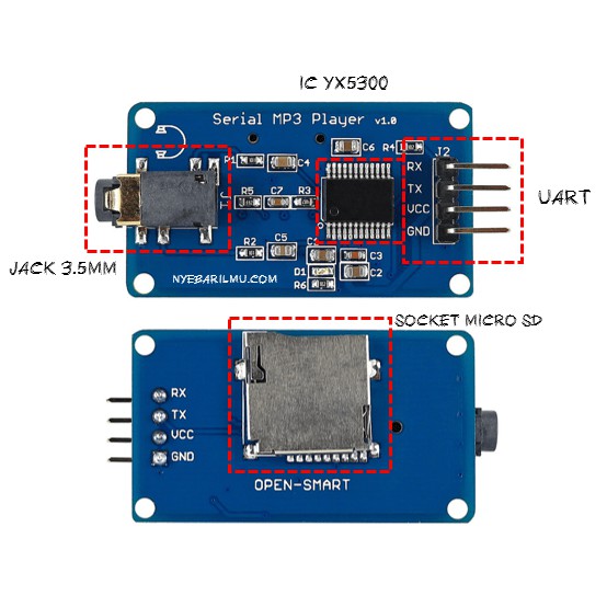 Modul YX5300 UART Serial MP3 Music Player YX-5300 Micro SD TF Card