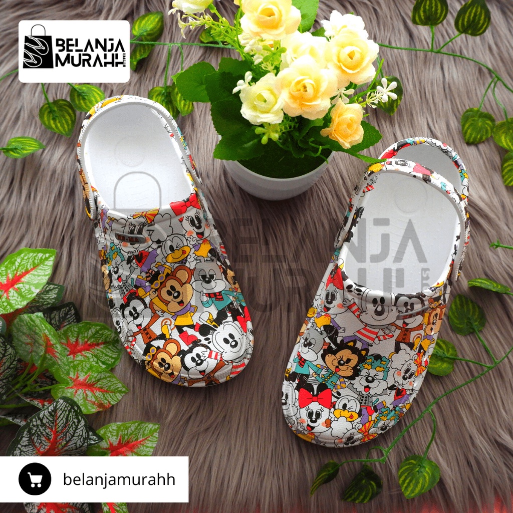 Sandal Kodok Wanita Model Crocs Printing lucu Favorite Wanita / Sandal kodok Rumah / Sandal Baim Rumah