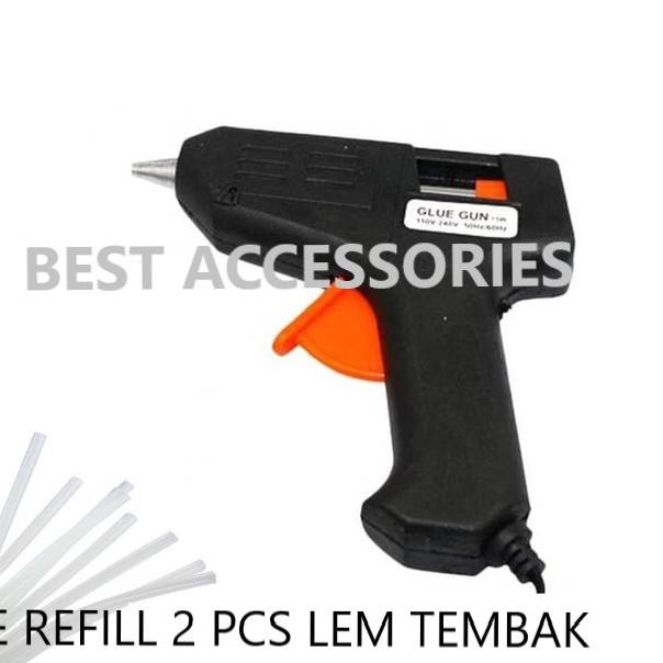 Barang Bagus  GLUE GUN 10 Watt dengan 2 Isi Refill 20 CM Alat Lem Tembak Kecil