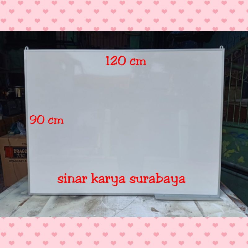 

Papan Tulis Putih ukuran 90x120 cm gantung Tanpa Magnet White Board NON-magnet