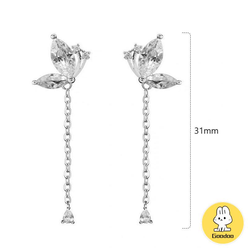 Anting Kupu-kupu Rumbai Drop Earrings Retro French Temperamen Indah Flash Diamond Earrings -Doo