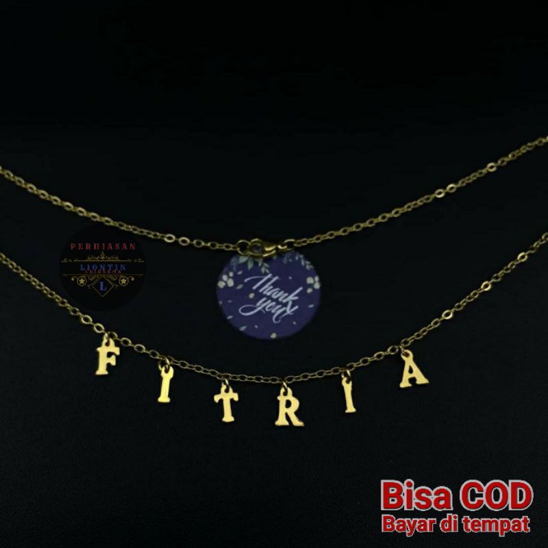 KALUNG CUSTOM UKIR NAMA HURUF TERPISAH POLOS LAPIS EMAS 24K | ANTI KARAT DAN ANTI LUNTUR