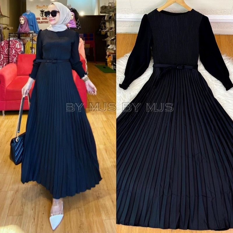 MDLV ~ 9094 RALINE PLEATED MAXI / LONG DRESS / GAMIS IMPORT / FASHION MUSLIM / FASHION IMPORT