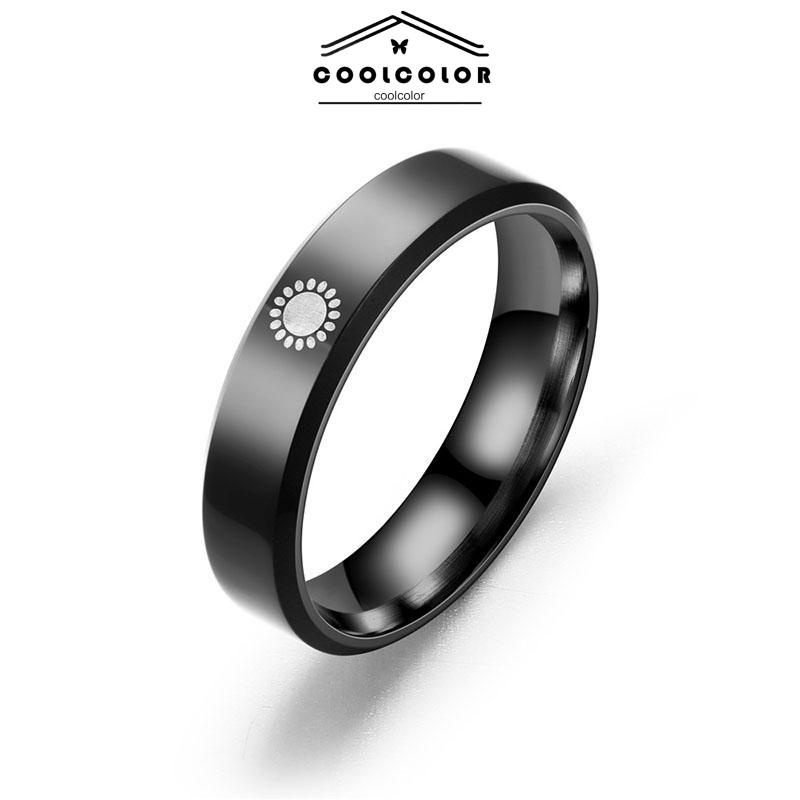 COD Simple Moon Sun Couple Trendy Wide Love Rings Hadiah Indah untuk Pacar Pacar di Hari Valentine- cl