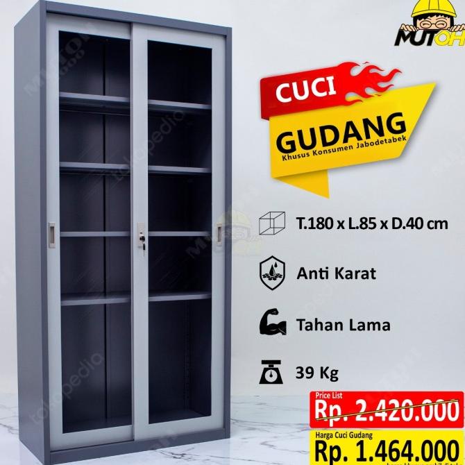 

TERLARIS LEMARI ARSIP LEMARI BESI FILLING CABINET - PINTU KACA SLIDING GESER BERKUALITAS