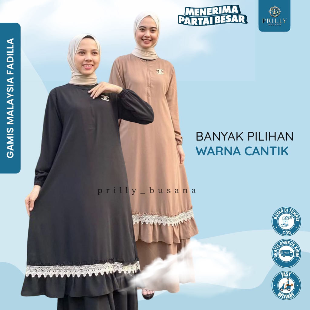 PB Prilly Busana – FADILA RENDA GAMIS MALAYSIA - GAMIS 2 LAYAR - BUSUI - MUSLIM - SERAGAM