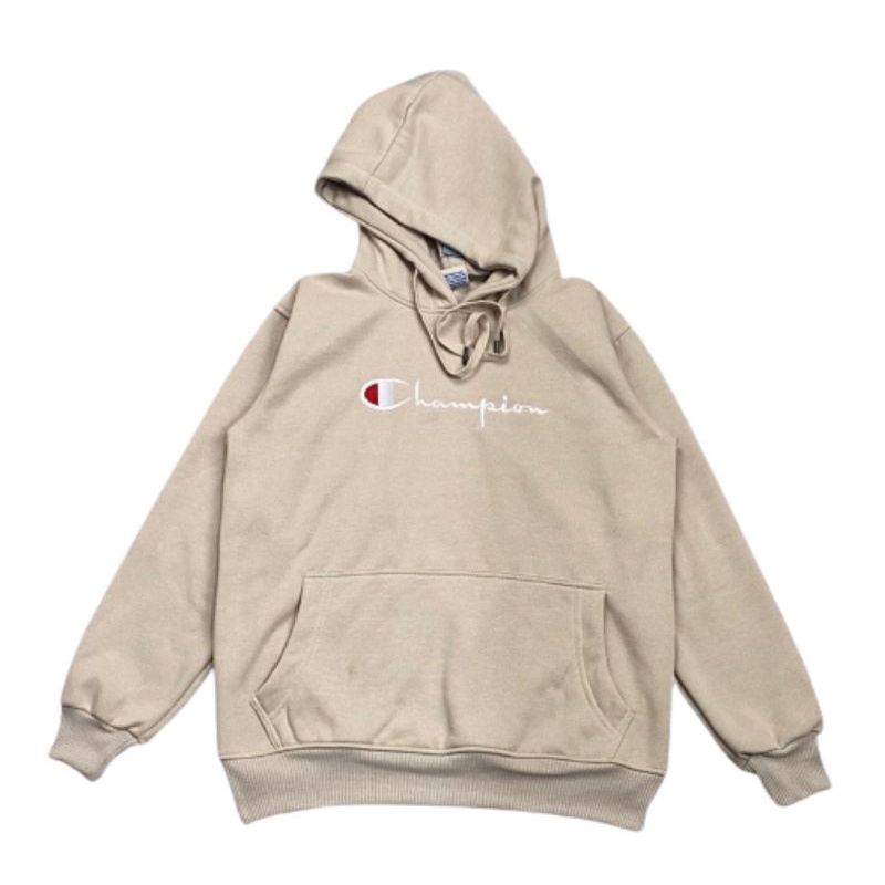 CHAMPION HOODIE USA BIG SCRIPT EMBROIDERY BEIGE / CREAM